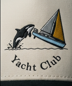 Orca & Sailboat Embroidered Two-Tone Cap