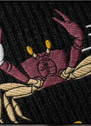Doing Side Quests Embroidered Beanie | Crab Cuffed Knit Hat
