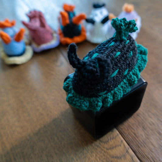 Crochet Nudibranch — Black & Green
