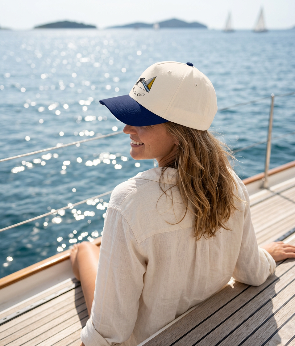 Orca & Sailboat Embroidered Two-Tone Cap